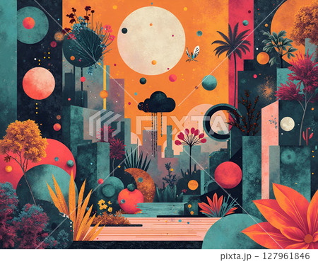 background with butterflies in autumn colors 127961846