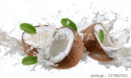 Coconut bits in creamy mint splashes 127962501