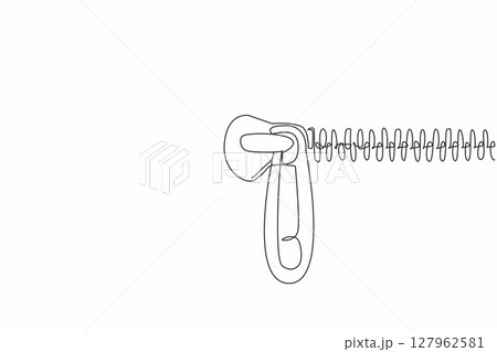 Continuous one line drawing closed zipper. Material fastener. Used in bags, wallets, adult pants of man. Safety and comfort. Lock. National Zipper Day. Single line draw design vector illustration 127962581