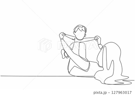 Continuous one line drawing mother lying on the floor while playing with baby. Sunbathing in the morning. Healthy. Activities in the park. Play. Baby Day. Single line draw design vector illustration Continuous one line drawing mother lying on the floor while playing with baby. Sunbathing in the morning. Healthy. Activities in the park. Play. Baby Day. Single line draw design vector illustration 127963017