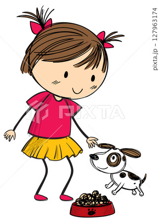 Girl Feeding Her Pet Dog 127963174