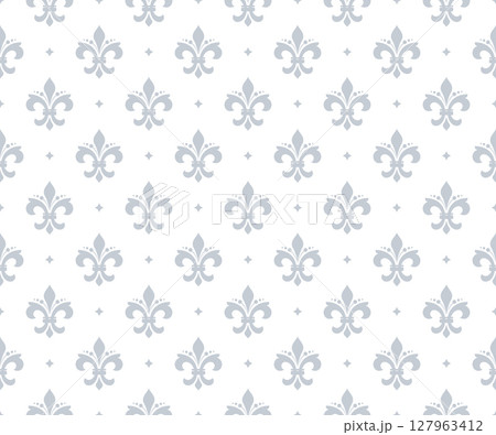 Flower geometric pattern. Seamless vector background. White and gray ornament 127963412