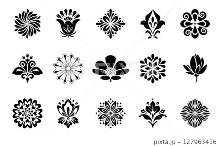 Flower icons set. Isolated elements for design. Vector graphics. 127963416