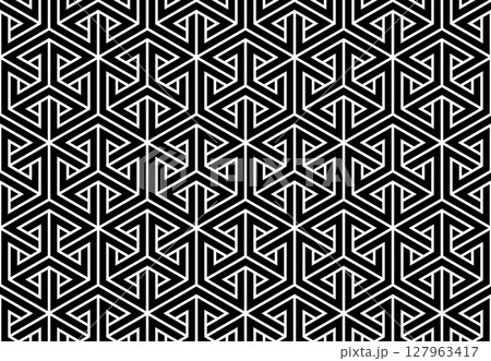 Abstract geometric pattern. A seamless vector background. White and black ornament. Graphic modern pattern. Simple lattice graphic design. 127963417