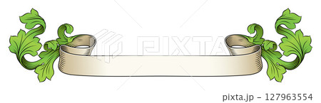 Scroll Crest Heraldic Filigree Pattern Motif 127963554