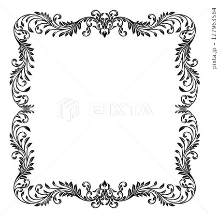 Filigree Heraldic Crest Motif Floral Pattern Frame Filigree Heraldic Crest Motif Floral Pattern Frame 127963584