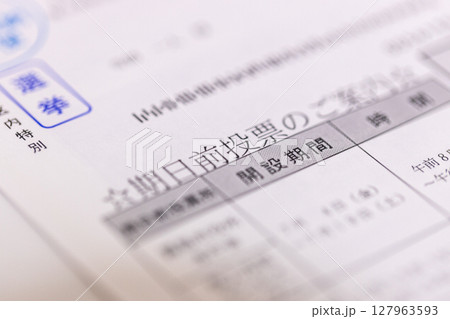 選挙のお知らせの葉書　期日前投票のご案内 127963593