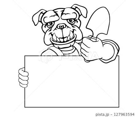 Gardener Tool Farmer Bulldog Dog Cartoon Mascot 127963594