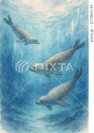 あざらし 海の動物 海洋動物 127964145