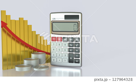 The Calculator and coins for Business concept 3d Rendering. 127964328