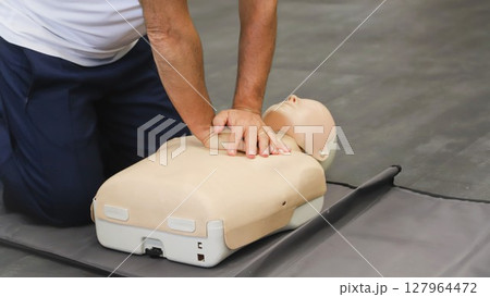 first aid course. Heimlich maneuver. company safety. cardiac massage. Basic Life Support first aid course. Heimlich maneuver. company safety. cardiac massage. Basic Life Support 127964472