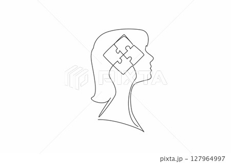 Continuous one line drawing the head of woman...のイラスト素材 [127964997] - PIXTA