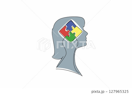 Continuous one line drawing the head of woman...のイラスト素材 [127965325] - PIXTA