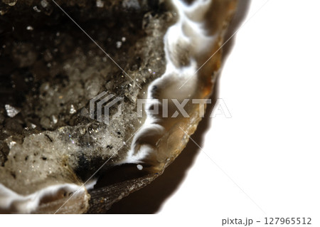 Crystal Geode Quartz Natural Healing Stone Close Up Background Crystal Geode Quartz Natural Healing Stone Close Up Background 127965512