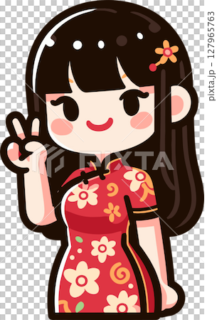 中國服飾女人圖標 中國服飾女人圖標 127965763