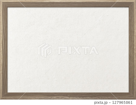 木製フレームの薄茶色の木枠のある白い綿麻キャンバス地ボードの背景画像 127965861