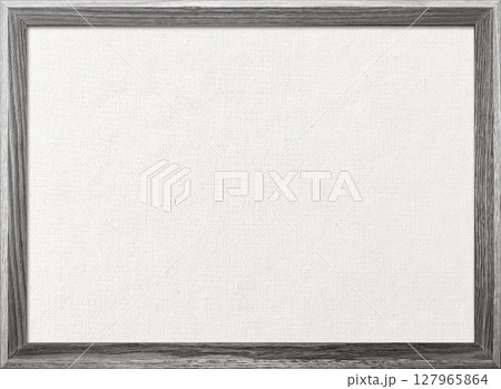 木製フレームの明るい灰色の木枠のある白い綿麻キャンバス地ボードの背景画像 127965864