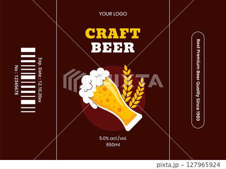 Hand Drawn Flat Style Beer Illustration for Social Media Label Product on International Beer Day 127965924