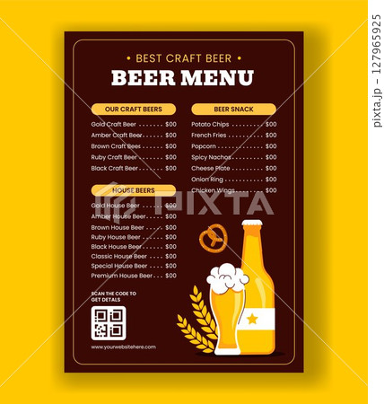 International Beer Day Menu Promotion Design with Flat Cartoon Beer Background International Beer Day Menu Promotion Design with Flat Cartoon Beer Background 127965925