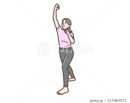 アッパーカットをする女性のイラスト 127965971