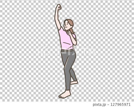 アッパーカットをする女性のイラスト 127965971