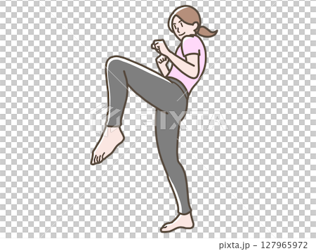 膝蹴りをする女性のイラスト 127965972