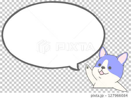 French bulldog raising hand speech bubble background (pied, blue) French bulldog raising hand speech bubble background (pied, blue) 127966084