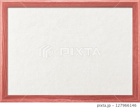 木製フレームの淡い薄赤色の木枠のある白い綿麻キャンバス地ボードの背景画像 127966146