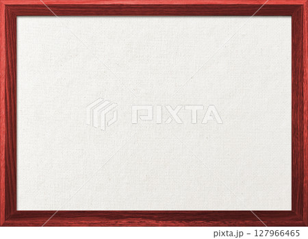 木製フレームの赤色の木枠のある白い綿麻キャンバス地ボードの背景画像 127966465