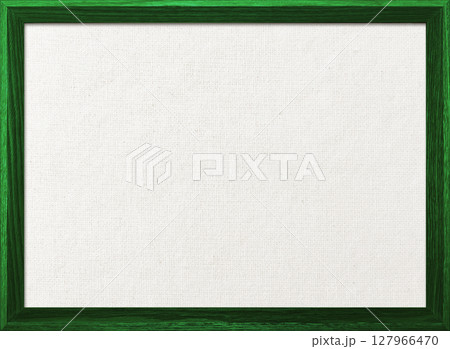 木製フレームの濃い緑色の木枠のある白い綿麻キャンバス地ボードの背景画像 127966470