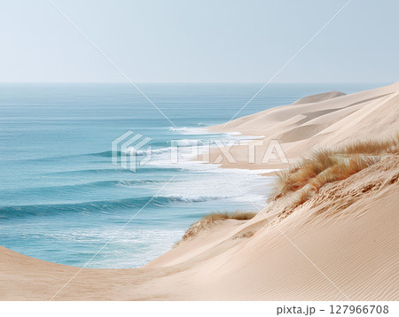 砂丘と青い海が広がる絶景の海岸風景 127966708