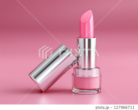 ピンクリップとシルバーケースの高級感ある商品写真 127966711