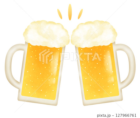 乾杯をする生ビールのイラスト 127966761