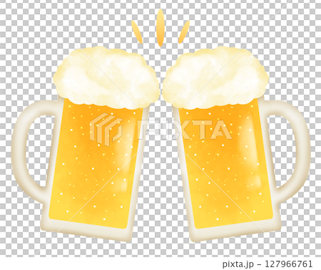 乾杯をする生ビールのイラスト 127966761