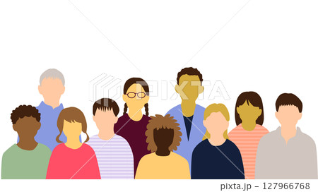 いろんな国の若者たち正面表情無10人 127966768