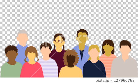 いろんな国の若者たち正面表情無10人 127966768