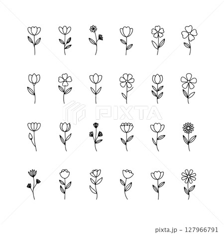 Arched Bloom Design. An arched floral composition with elongated petals and graceful lines, ideal for minimal decorative layouts. Arched Bloom Design. An arched floral composition with elongated petals and graceful lines, ideal for minimal decorative layouts. 127966791
