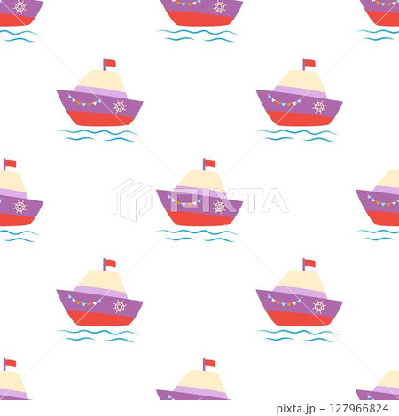 boat seamless pattern, flat style 127966824