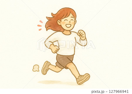 走る女性のイラスト 127966941