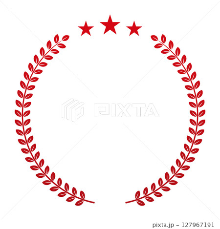 月桂冠 星入り シンプル 赤 フレーム ベクター 月桂冠 星入り シンプル 赤 フレーム ベクター 127967191
