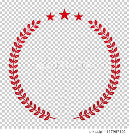 月桂冠 星入り シンプル 赤 フレーム ベクター 月桂冠 星入り シンプル 赤 フレーム ベクター 127967191