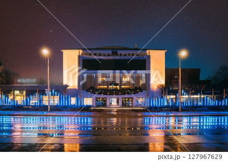 Parnu, Estonia. Endla Theatre In Evening Illuminations. 127967629