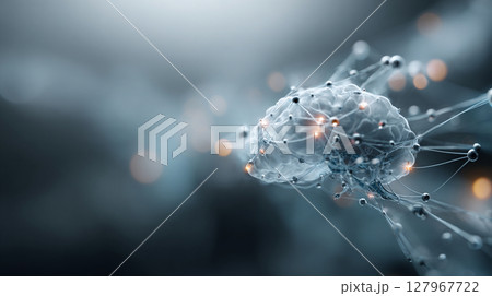 artificial intelligence human hand and glowing data elements 127967722