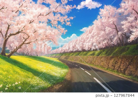 桜のある道 127967844