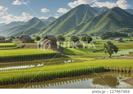 棚田にあるライステラス 127967868