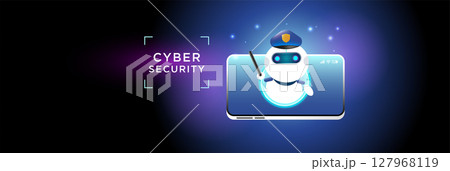 Cyber Security Robot Guarding Smartphone Cyber Security Robot Guarding Smartphone 127968119