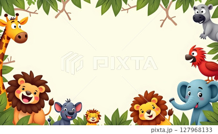 Animals standing in front of tall wooden signboard 127968133