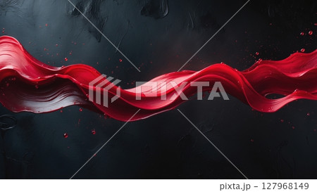 Minimalist abstract splash painting red white and black 127968149