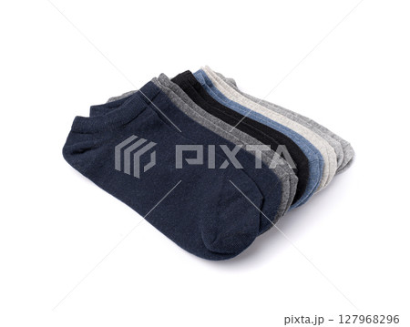 New Cotton Socks Isolated, Folded Sportswear Set, Classic Unisex Cotton Socks Collection 127968296