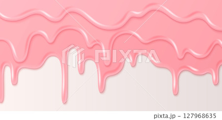 Glossy pink ice cream melting drip layers Glossy pink ice cream melting drip layers 127968635